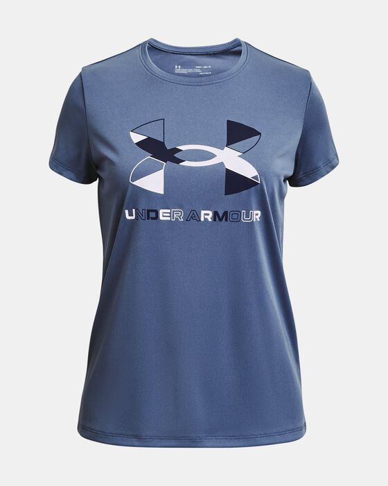 Girls' UA Tech™ Graphic Big Logo Short Sleeve image number 0