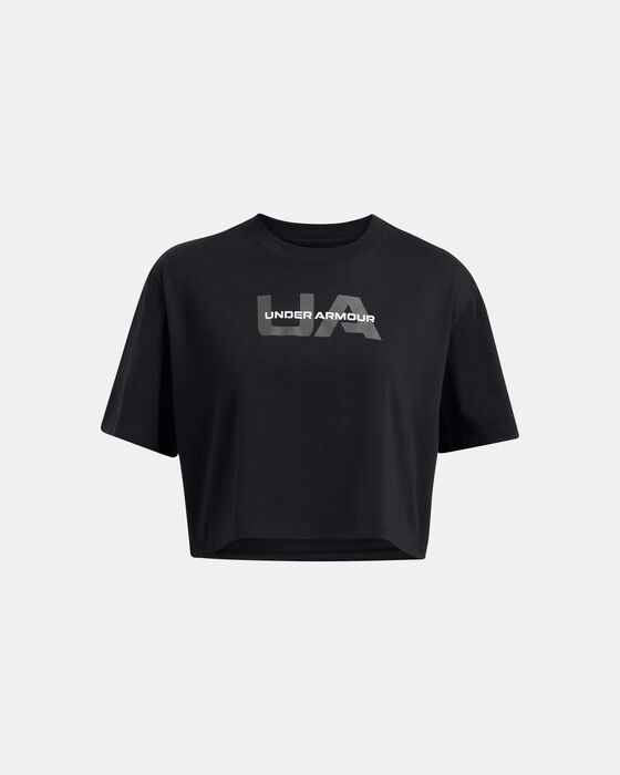 Women's UA Boxy Crop Branded Short Sleeve image number 2