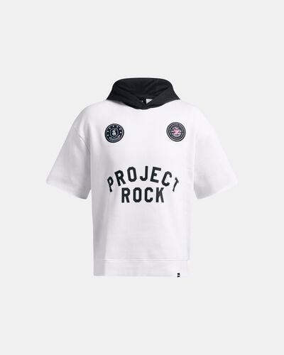 Men's Project Rock Icon Fleece Badge Of Honor Short Sleeve Hoodie